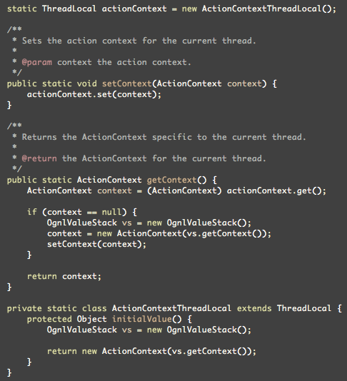 ActionContext's ThreadLocal specifit code